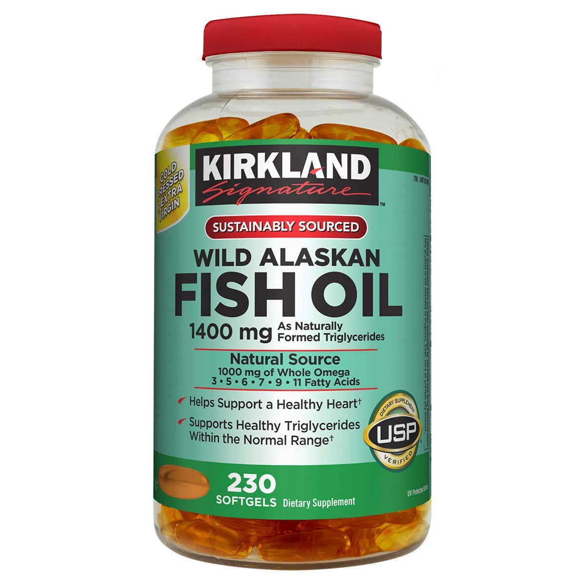 Alaskan Omega 3 Fish Oil Wild Kirkland 230 Softgels 